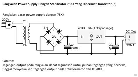 Rangkaian Power Supply Dengan Stabilisator Ic 78xx Yang Arus Output Nya