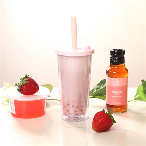 Premium Bubble Tea Kit Strawberry Syrup And Strawberry Popping Etsy