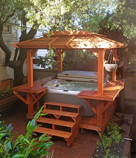 Hot Tub Enclosure Kits Hot Tub Pavilion Kit Made Of Redwood Hot Tub Gazebo Hot Tub Backyard