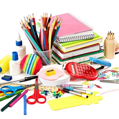 School And Office Supplies On White Stock Image Colourbox