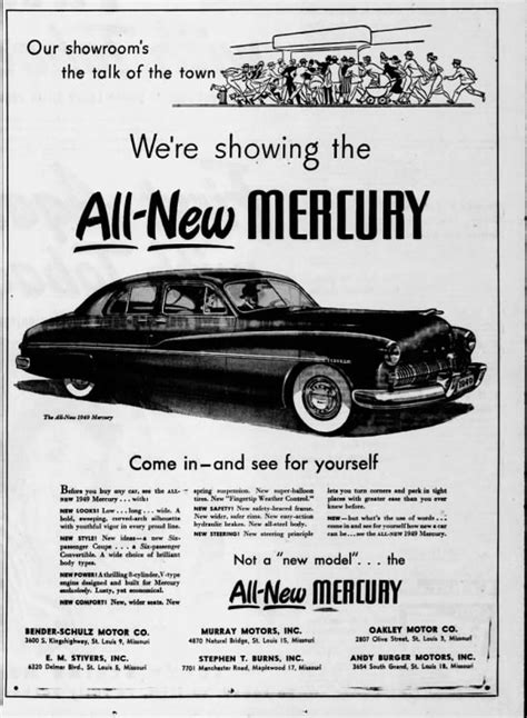 Mercury Dealers Ad June 1948 Ads Mercury Used Car Lots