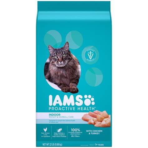 Iams wet cat food patés feature two individual meals with a wholesome, grain free* recipe to keep your cat satisfied without artificial preservatives. Iams ProActive Health Indoor Weight & Hairball Care Adult ...