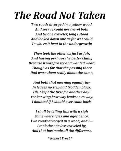 The Road Not Taken Poem By Robert Frost Typography Print Etsy Uk