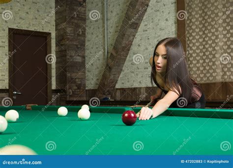 Girl In Corset Plays Billiards Stock Image Image Of Leisure Beautiful 47202883