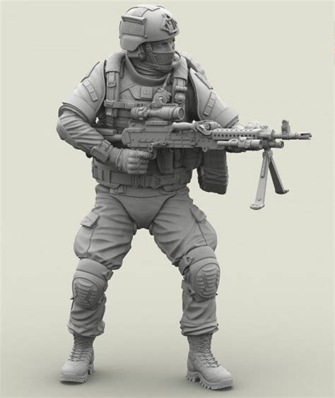 135 Scale Miniatures Modern Us Special Forces Machine Gunner Resin