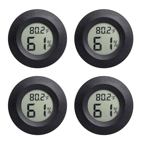 4pcs Round Mini Digital Lcd Thermometer Humidity Hygrometer Temperature