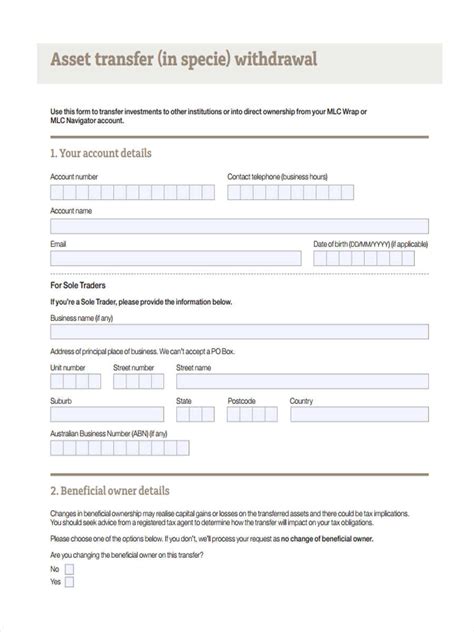 Free 9 Asset Transfer Forms In Pdf Ms Word Excel