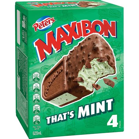 Peters Maxibon Thats Mint Ice Cream Sandwich 4 Pack Woolworths