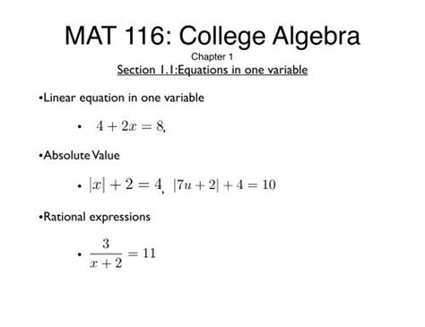 Mat 116 College Algebra