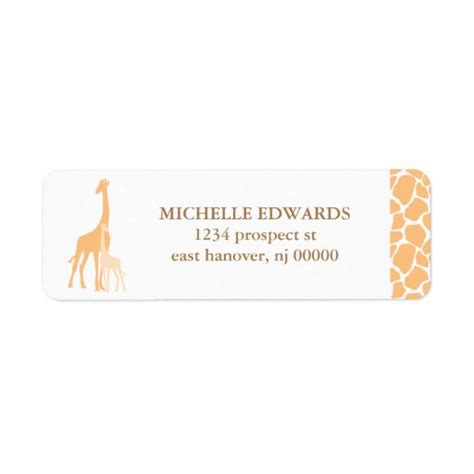 Mom And Baby Giraffe Return Address Labels Zazzle