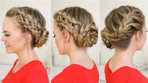 Divide your hair into three sections by creating a clean part at the arch of each eyebrow. Waterfall, Dutch, French Braid into Braided Bun - YouTube