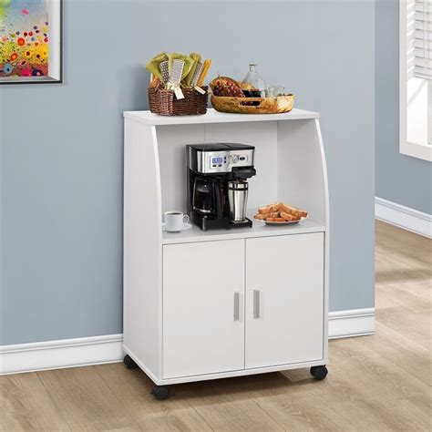 Monarch Specialties White Modern Microwave Cart At