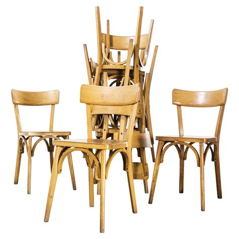 1950s French Baumann Blonde Slim Back Bentwood Dining Chairs Set Of Six For Sale At 1stdibs