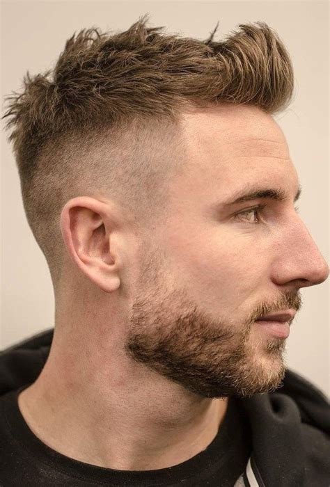 High Skin Fade haircut with short beard for men | Mens haircuts fade