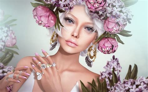 Spring Beauty Lilac Frumusete Luminos Game Woman Peony Fantasy
