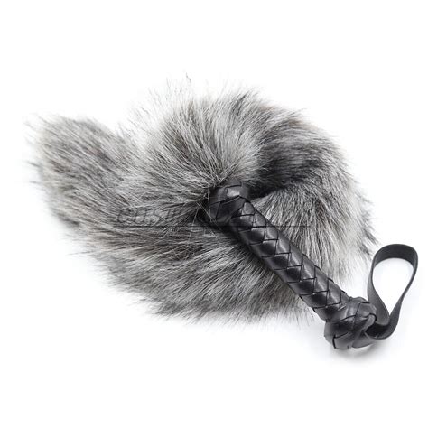 Leather Handle Whip Soft Fur Hairy Tail Cosplay Foreplay Flogger