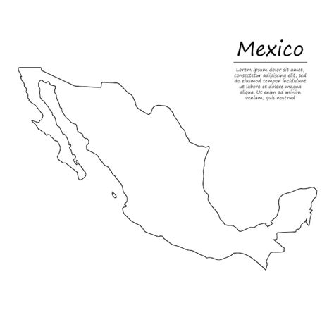 Mapa De Contorno Simple De México En Estilo De Línea De Boceto
