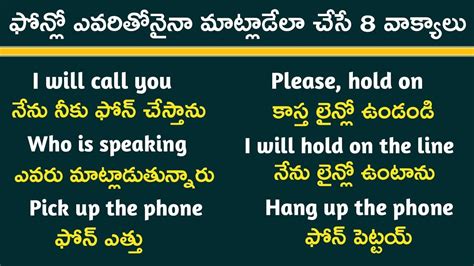 Spoken English In Telugu Telephonic Conversation In Telugu Daily
