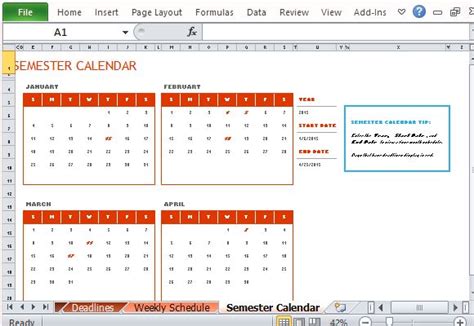 How To Create Semester Schedule In Excel