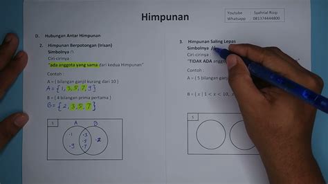 Hubungan Antar Himpunan Himpunan Berpotongan Dan Himpunan Saling Lepas Kelas SMP YouTube