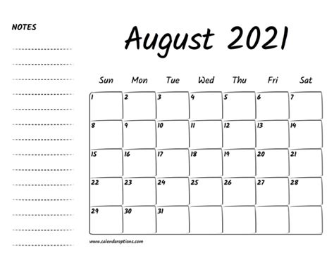 Printable August Calendar Worksheetsday