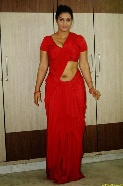 Actress Apoorva Very Hot In Red Saree Photo Collection Actress Album
