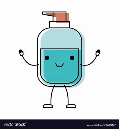 Soap Cartoon Liquid Dispenser Bottle Kawaii Vector