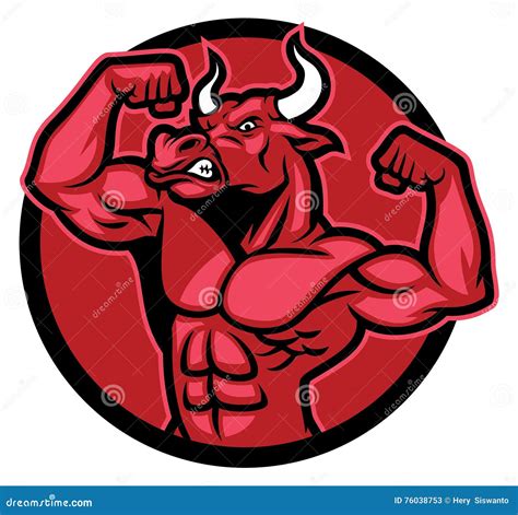 Bull Bodybuilder Pose And Showing His Muscular Body Stock Vector