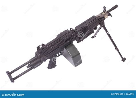 Modern M249 Us Army Machine Gun Stock Photo Image Of Counter White