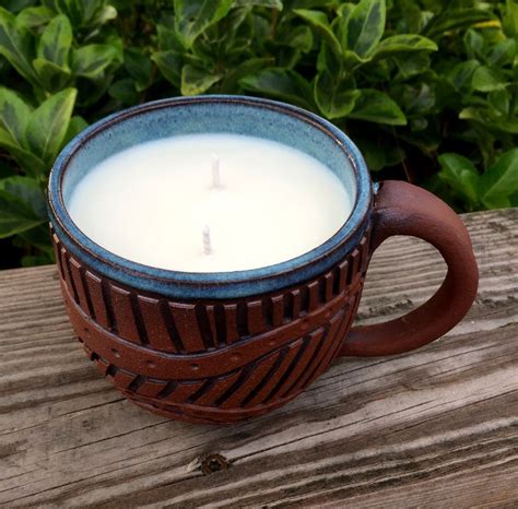 Hand Poured Soy Candle In Handmade Pottery By Linda Neubauer Hand