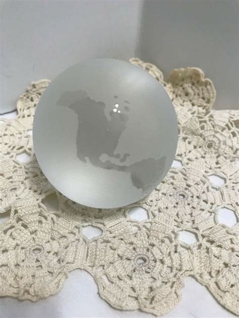 Vintage Etched Frosted Crystal Glass World Globe Earth Paperweight Unbranded Earth Globe
