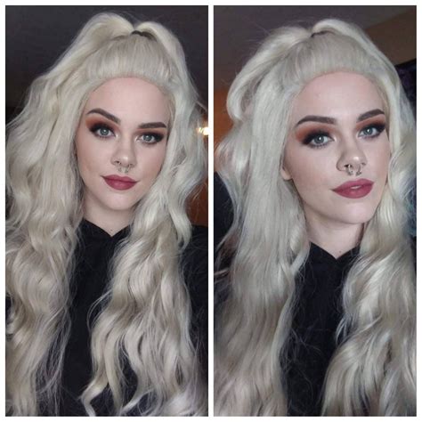 White Blondeicy Lace Front Wiggoddesswignwthuman Etsy Lace Front Wigs Dyed