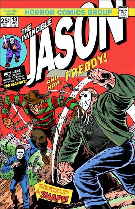 Freddy Vs Jason Comic Book Art Horror Cartoon Retro Horror Horror