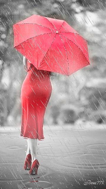 Девушка в красном под зонтом анимация на телефон №1276337 Red