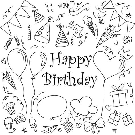 Happy Birthday Doodle Set Doodle Clipart Party Feier Png Und Vektor