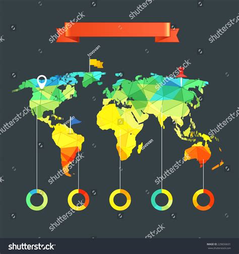 World Map Infographic Template Design Elements Stock Vector Royalty