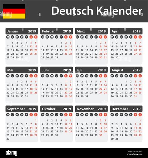German Calendar For 2019 Scheduler Agenda Or Diary Template Week