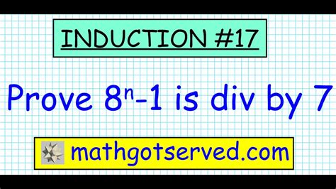 #17 proof prove induction 8^n-1 is divisible by 7 divides - YouTube