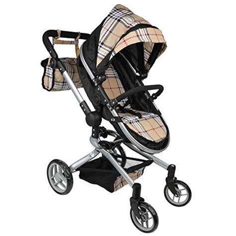 Mommy And Me 2 In 1 Deluxe Doll Stroller Extra Tall 32 High View All Photos 9695 Beige Plaid