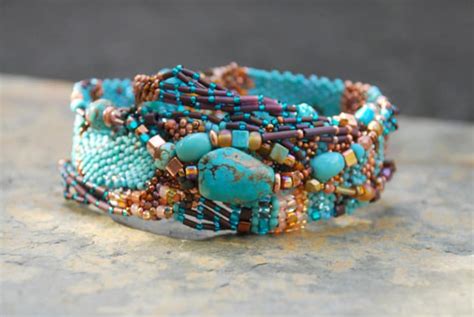 Freeform Peyote Turquoise Wrap Bracelet Etsy
