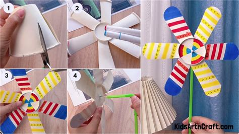 Colorful Paper Cup Windmill Craft Easy To Make Tutorial Kids Art