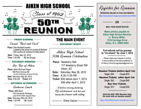 An Event Flyer For The 50th Reunion Of The High School Musical Program