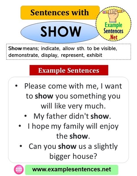 Sentences With Show Definition And Example Sentences Example