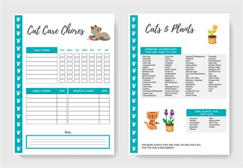 Digital Prints Cat Care Binder Printable 80 Pages Instant Download