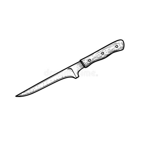 Kitchen Boning Knife Isolated Doodle Hand Drawn Sketch With Outline