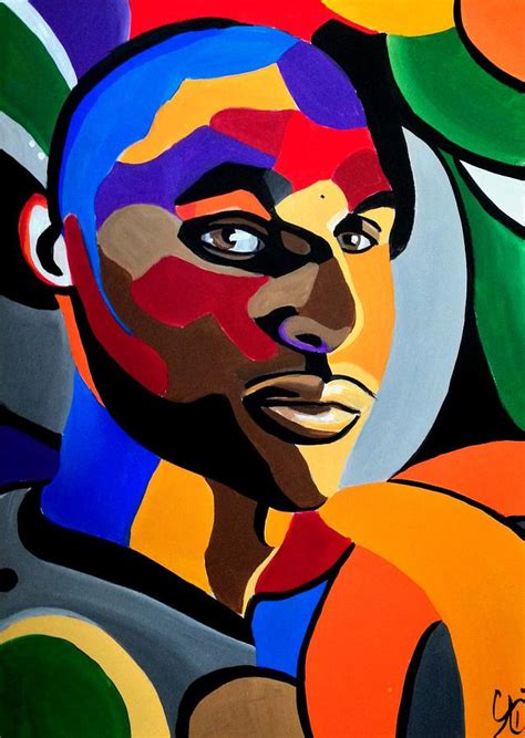 Abstract Man Face Painting Colorful Portrait Art Modern 3d Illusion