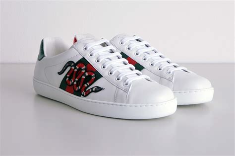 Gucci 640 Authentic New White Leather Ace Snake Embroidery Sneakers Ebay