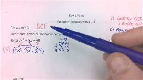 Video 1 Factoring Trinomial With Gcf Youtube