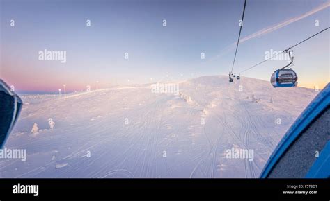 Finland Lapland Kittila Levi View Of Ski Lift Stock Photo Alamy