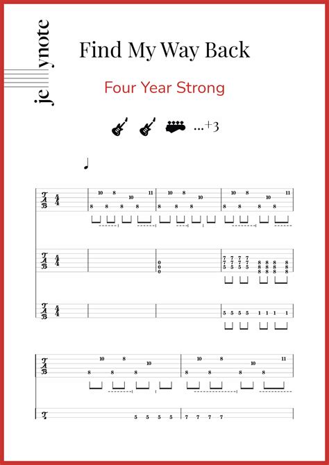 Partituras De Four Year Strong Find My Way Back Guitarra Y Bajo Jellynote